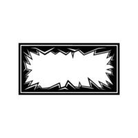 Fractured Frame Geometric Border with Broken Glass Effect in Black White. vector