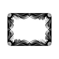 Elegant Black and White Decorative Frame with Shell and Foliage Elements. vector