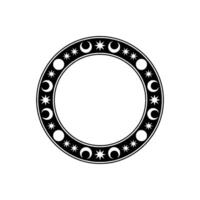 Celestial Circle Moon and Star Ornament, Minimalist. vector