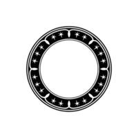 Decorative Star Circle Emblem - Black and White , Simple and Elegant. vector