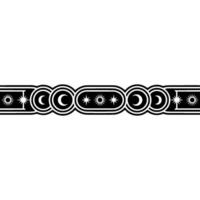 Celestial Border Black and White Ornament on Light Background. vector