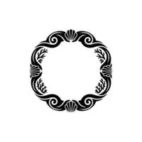 Ornate Black Sea-Themed Frame on White. vector