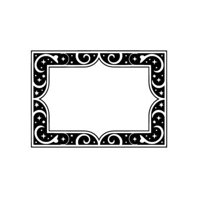 Elegant Celestial Frame Black White Ornament for Invitations.