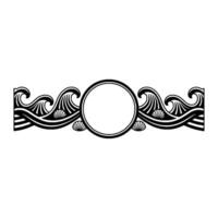 Art Deco Sea Crest with Circle Frame. vector