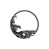 Elegant Art Deco Wave Frame, Black and White Circle, Blank Space. vector