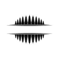 Forest Silhouette Crest with Reflection - Minimalist. vector