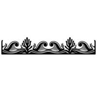 Decorative Ocean Waves and Coral Border in Black and White. vector