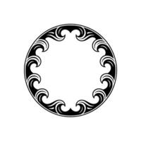 Elegant Black and White Wave Circle Frame - Decorative Element. vector