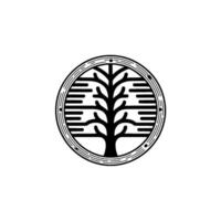 Minimalist Tree of Life , Black White, Geometric. vector