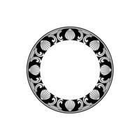Decorative Black White Circular Ornament, Shell Motif, Minimalist. vector