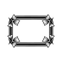 Elegant Floral Frame with Black and White - . vector