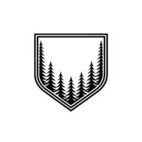 Minimalist Forest Pine Trees Crest - Nature Emblem. vector