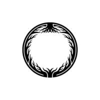 Elegant Black Tree Root Circle on White Background. vector