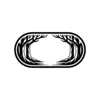 Minimalist Forest Silhouette Frame , , Black and White. vector