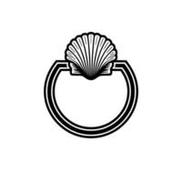 Elegant Seashell Frame Emblem - Minimalist Coastal. vector