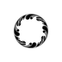 Elegant Circular Floral Frame in Black and White, Minimalist. vector
