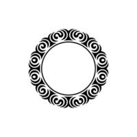 Elegant Circular Ornament, Black and White Swirl Frame. vector