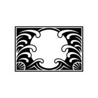 Art Deco Inspired Frame with Wave and Shell Motifs. vector