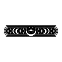 Celestial Border Crescent Moons, Stars, Abstract Pattern. vector