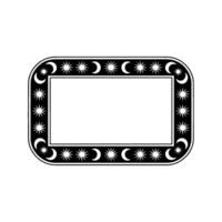 Celestial Frame Black and White Star and Moon Border on Cream. vector