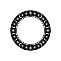 Celestial Circle Black and White Mystical Sun and Moon Frame. vector