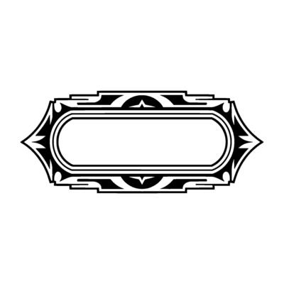 Elegant Art Deco Label , Black White on White Background.