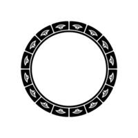 Black and White Boat Circle , Geometric Pattern, Minimalist Frame. vector