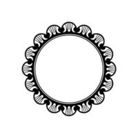 Ornate Black Frame on White Decorative Circular Border, Elegant. vector