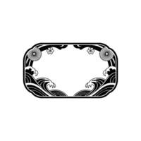 Japanese Wave Frame, Art Deco Border, Black and White. vector