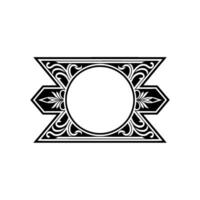 Ornate Black White Emblem , Decorative Border for Branding. vector