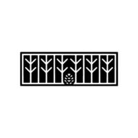 Minimalist Forest Scene with Pinecone - Black White. vector
