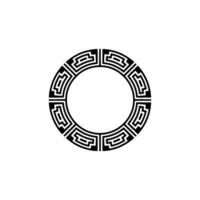 Geometric Greek Key Circle Border on White Minimalist. vector