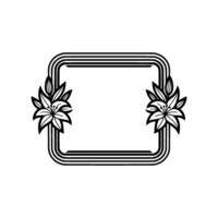 Elegant Black and White Floral Frame, Minimalist. vector