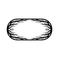 Minimalist Black Tree Branch Oval Frame on White Background. vector