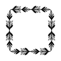 Elegant Botanical Frame Black and White Floral Border on Neutral Background. vector
