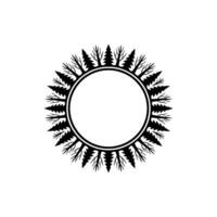 Minimalist Forest Wreath , Black and White, Circle Frame. vector