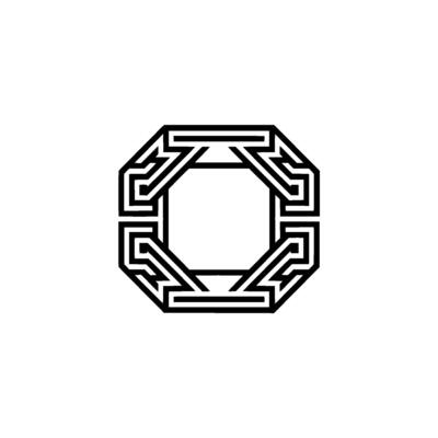 Geometric Octagon , Minimalist Black and White.