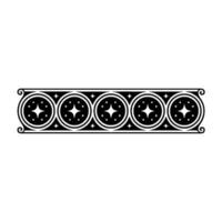 Elegant Black White Geometric Ornament, Circular Star Pattern. vector