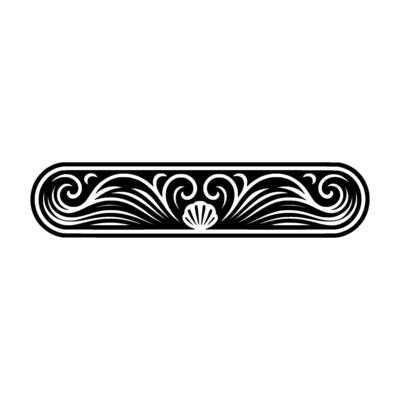 Elegant Ornate Ocean Wave Shell Border Element - Black White.