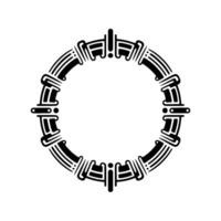 Art Deco Circle Frame in Black and White, Minimalist. vector