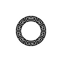 Greek Key Border Circle, Minimalist Black White. vector