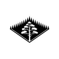 Minimalist Black and White Tree within Diamond Frame. vector