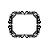 Elegant Black White Frame with Foliage on a Light Background. vector
