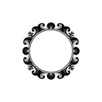 Elegant Sea-Themed Round Frame in Black on White. vector