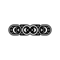 Celestial Border Moon and Stars Motif on White Background. vector