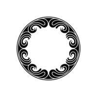 Art Deco Style Circular Frame - Elegant Swirls Black Outline. vector