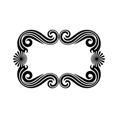 Elegant Art Deco Border Frame, Black Swirls, Blank Space.