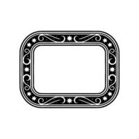 Black White Ornate Frame with Star and Swirl. vector