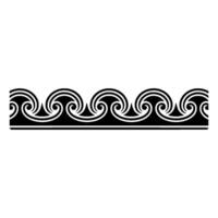 Black and White Wave Pattern Border, Greek Key Style. vector