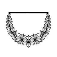 Floral Frame Black and White Line Art for Elegance and Invitations. vector
